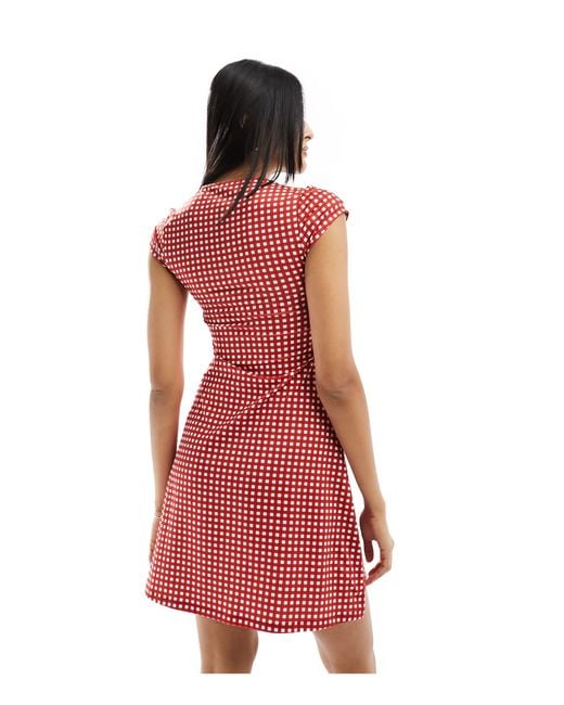 ASOS Red Gingham Cami Dress With Contrast Trim