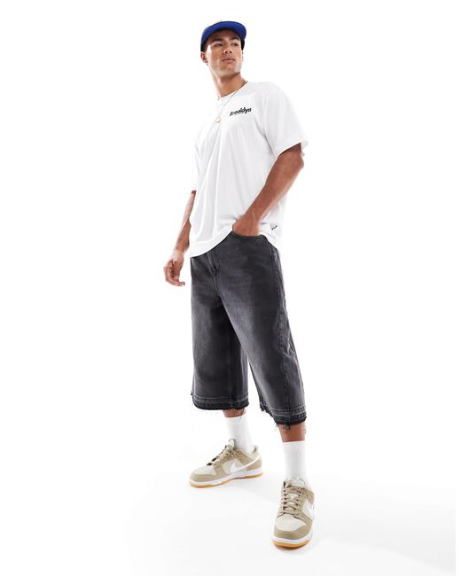 Pull&Bear White Super baggy Distressed Jorts for men