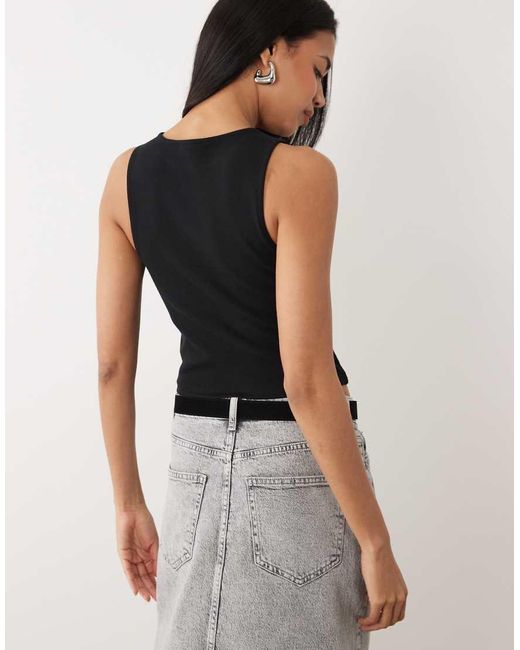 ASOS Black Compact Cotton Super Crop Racer Tank Top