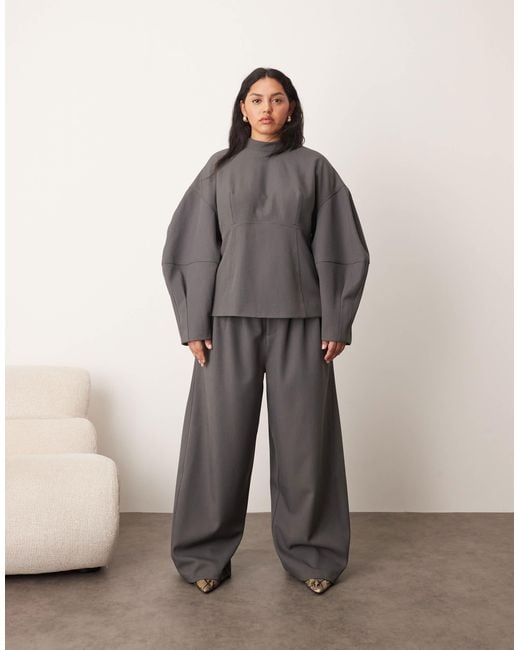 ARRANGE Brown Curve Tailored Pleated Detail Wide Leg Barrel Pants