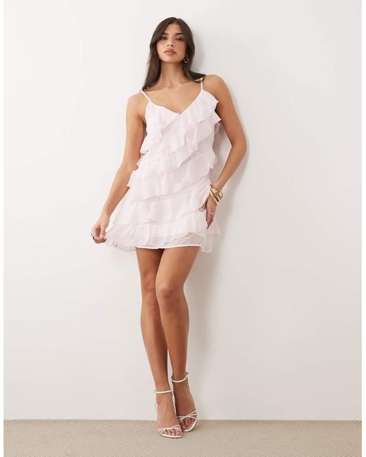 Vila White Ruffle Cami Mini Dress