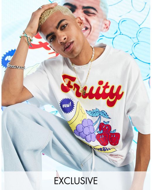 Collusion Oversized T-shirt With Fruity Print in White for Men | Lyst