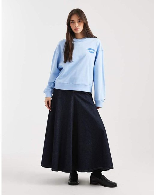 Tommy Hilfiger Blue Bubble Logo Boxy Fit Crew Neck Sweatshirt
