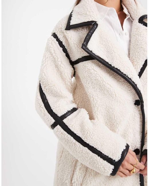 Wednesday's Girl White Longline Fluffy Teddy Midaxi Coat