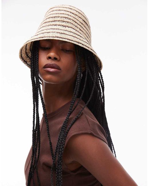 Sombrero De Pescador Beis A Rayas Negras De Paja De & Other Stories de color Brown