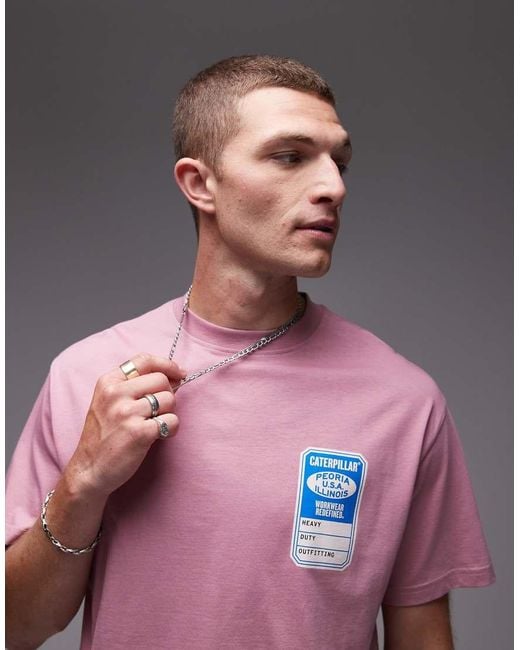 Caterpillar Pink Wwr T-shirt With Chest Print for men