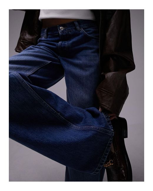 Ember - jean ample à taille basse - riche TOPSHOP en coloris Blue
