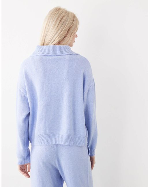 Collusion Blue Knit Oversized Button Up Sweater