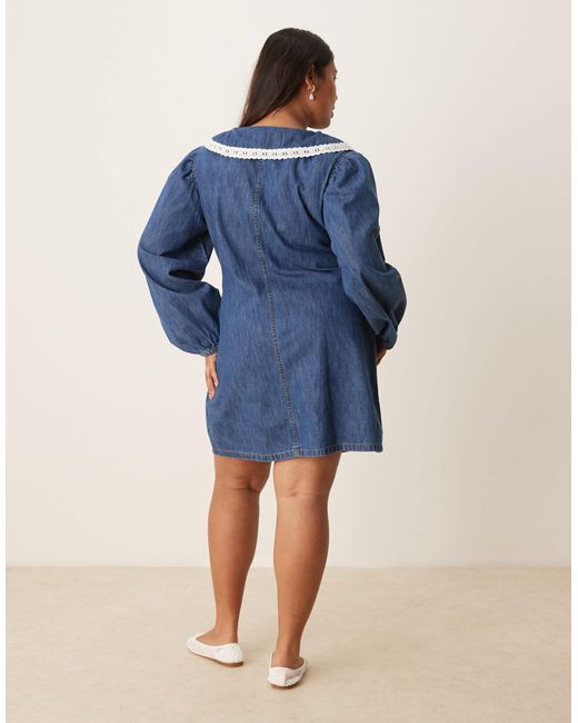 ASOS Blue Asos design curve – langärmliges mini-jeanskleid