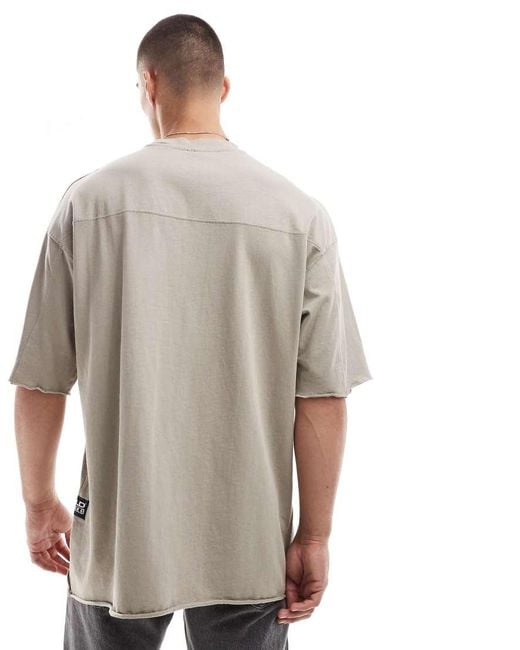 Bershka Brown Boxy Oversized Cotton T-Shirt for men