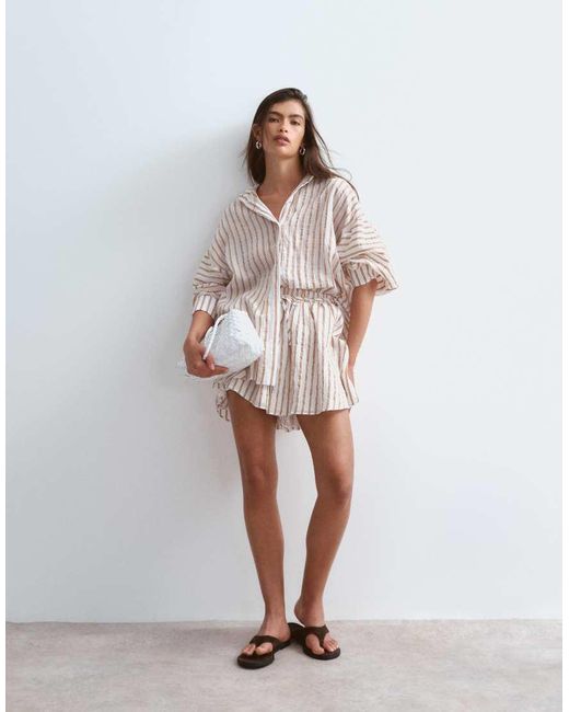 ARRANGE Brown Oversized Shirt Co-ord