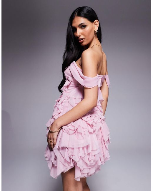 ASOS Pink Textured Draped Mini Dress