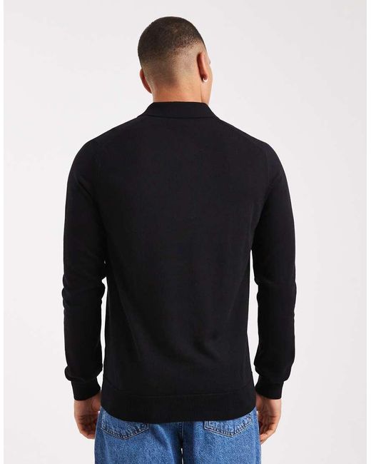 Fred Perry Blue Knitted Polo Jumper for men
