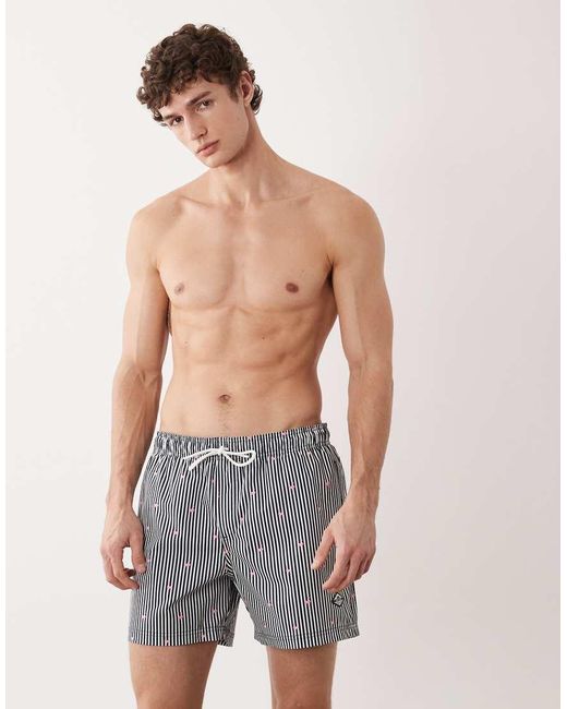 Jack & Jones Blue Flamingo Print Swim Shorts for men