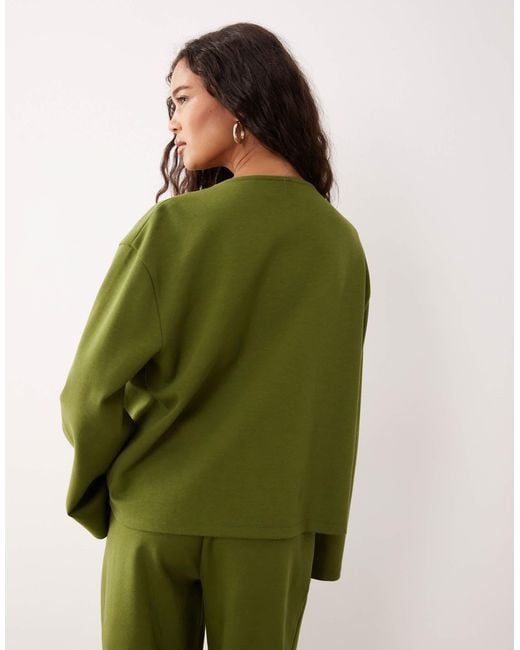 ASOS Green Co-ord Interlock Oversized Top With Bow Tie Detail
