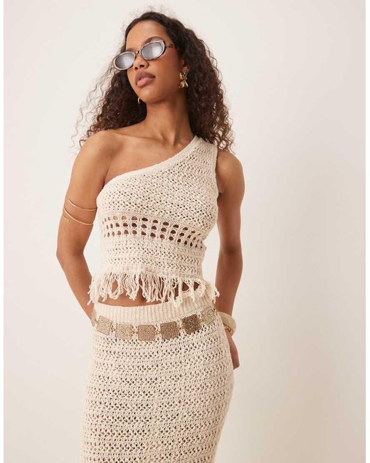 Top Asimétrico De Croché Calado De (Parte De Un Conjunto)-Neutro ASOS de color Natural