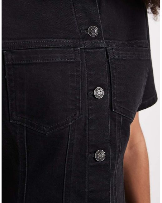 ASOS Black Denim Fitted Shirt Mini Dress