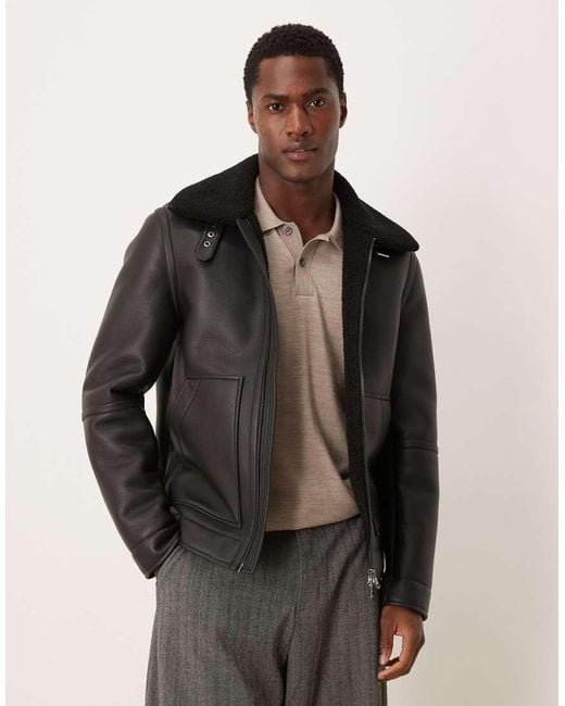 Mango Black Faux Sheerling Jacket for men