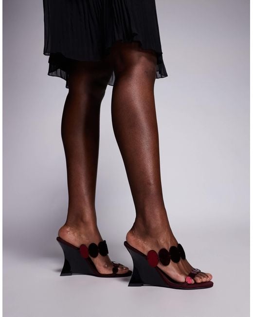 ASOS Brown Nila Circle Trim Detail High Wedges