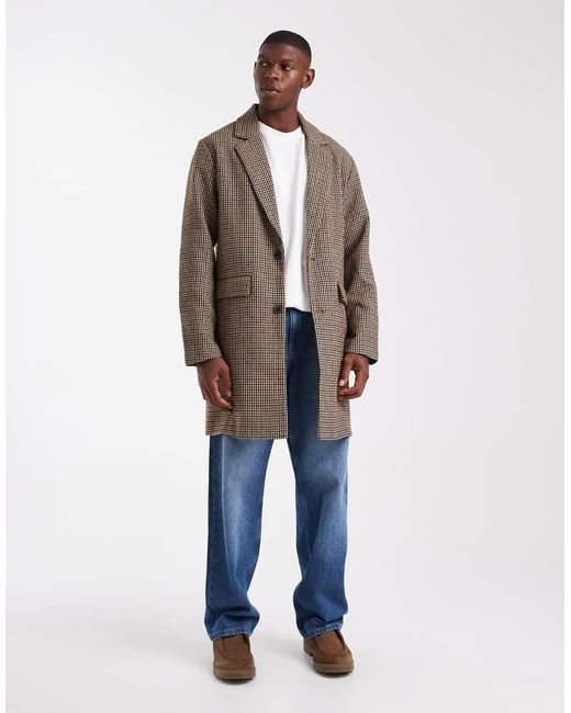 Jack & Jones Brown Wool Look Overcoat for men