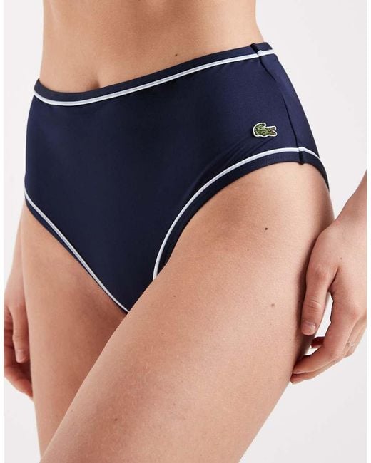 Lacoste Blue Contrast Piped Bikini Bottoms