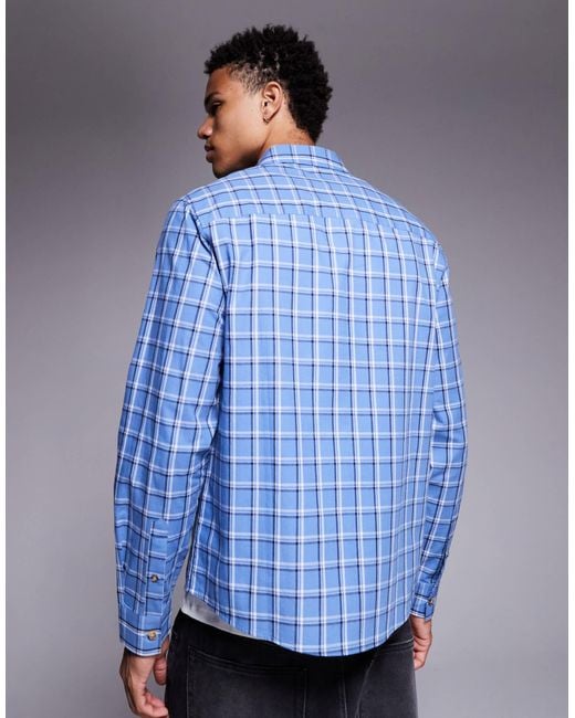 ASOS Blue Regular Fit Check Shirt for men