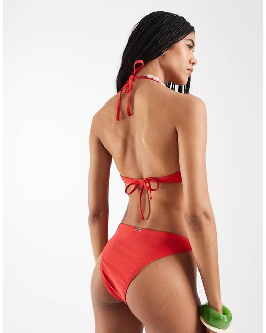 Reclaimed Vintage Red Cheeky Hipster Bikini Bottoms