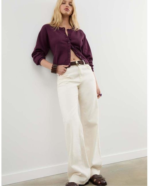 Stradivarius Gebreid Vest Met Knopen En Raglanmouwen in het Purple