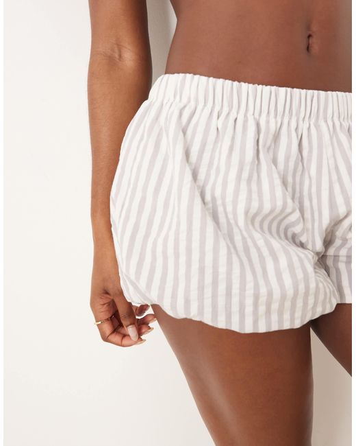 ASOS Gray Woven Bralette And Bloomer Short Pajama Set