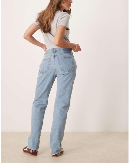 Abercrombie & Fitch Blue Ultra High Rise Raw Hem Ankle Straight Jeans