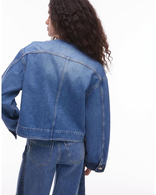 Veste en jean à manches sculptées - délavé moyen & Other Stories en coloris Blue