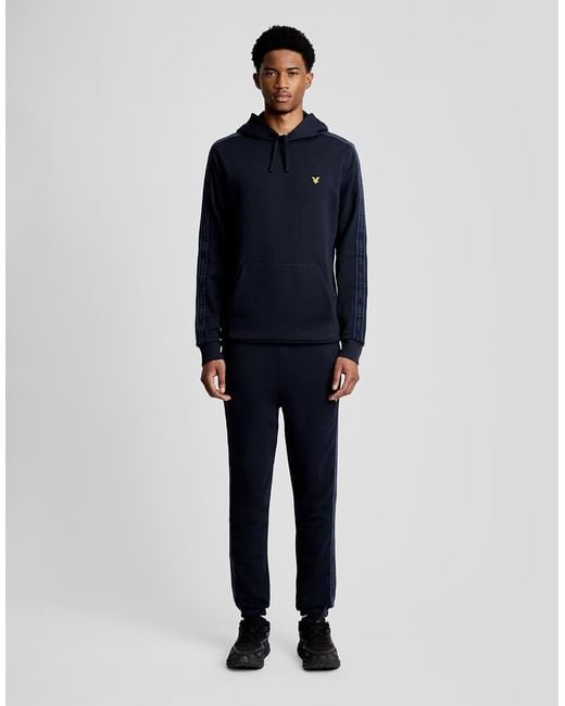 Lyle & Scott Blue Mid Layers Jacquard Tape Hoodie for men