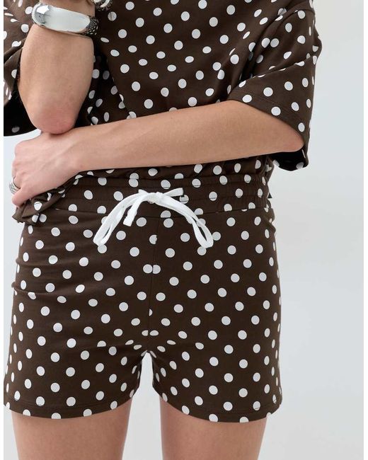 ASOS Brown Polka Dot Micro Shorts Co-ord