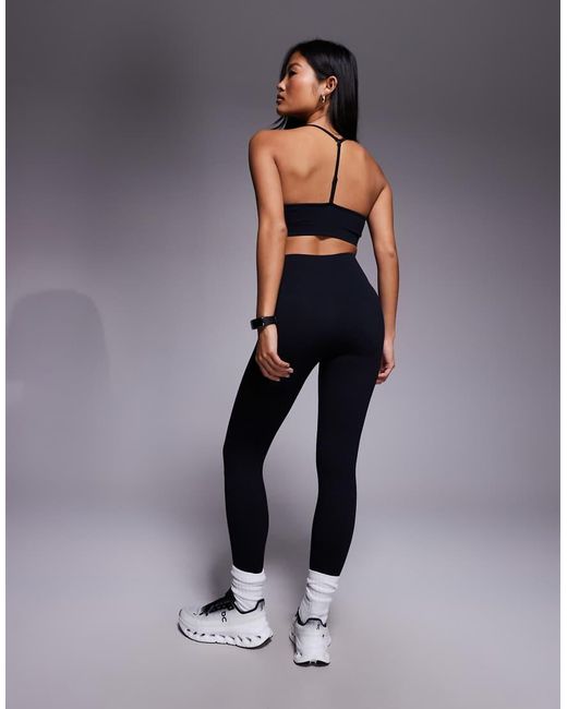 4505 Blue Petite Seamless Baby Rib High Waist Gym Leggings