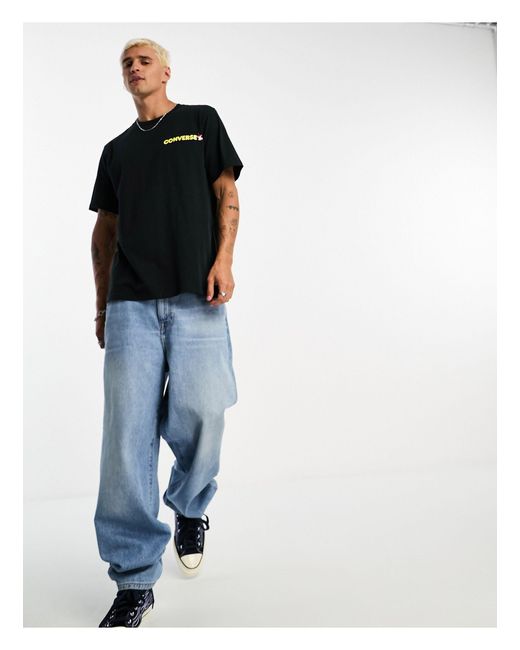 Camiseta negra con estampado en la espalda Converse de hombre de color Black