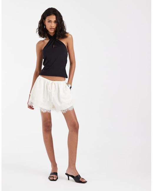 Pieces Black Halter Neck Twist Front Slinky Top