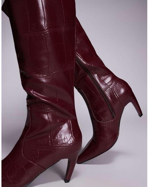 SIMMI Purple Simmi Lapis Heeled Knee Boots
