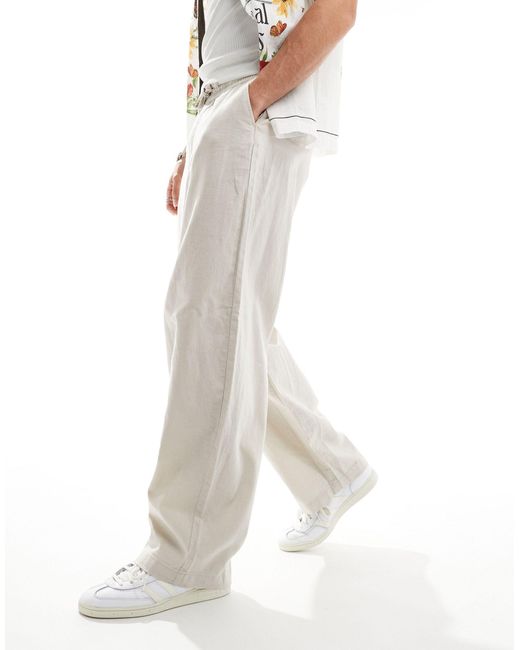 ASOS White Wide Linen Trouser for men