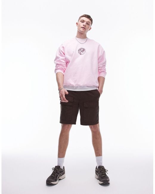 Topman Pink Oversized Fit Sweatshirt With Zodiac Print for men