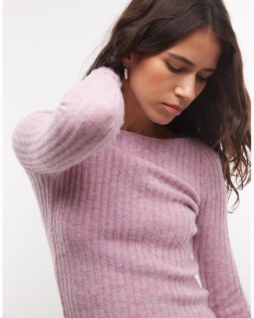 Monki Purple Gerippter strickpullover