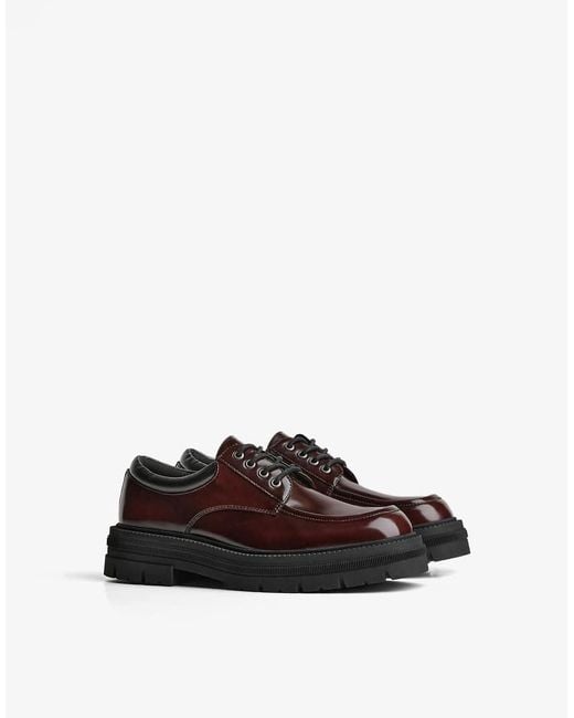 Bershka Brown Smart Shoes With Moc Toe for men