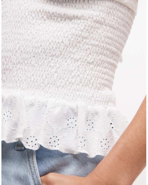 Gina Tricot White Halterneck Broderie Anglaise Top