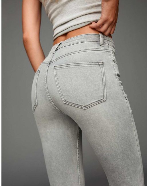 Bershka Gray Super High-waist Soft Skinny Jeans