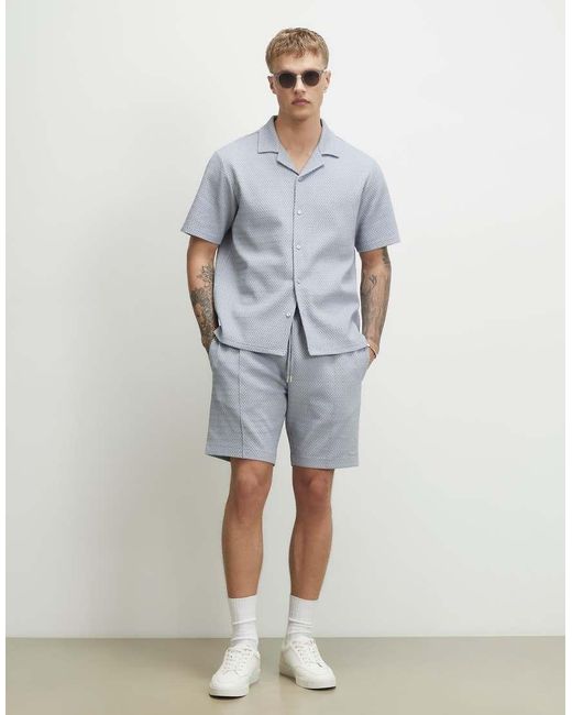 River Island Blue Regular Fit Triangle Jacquard Shirt for men