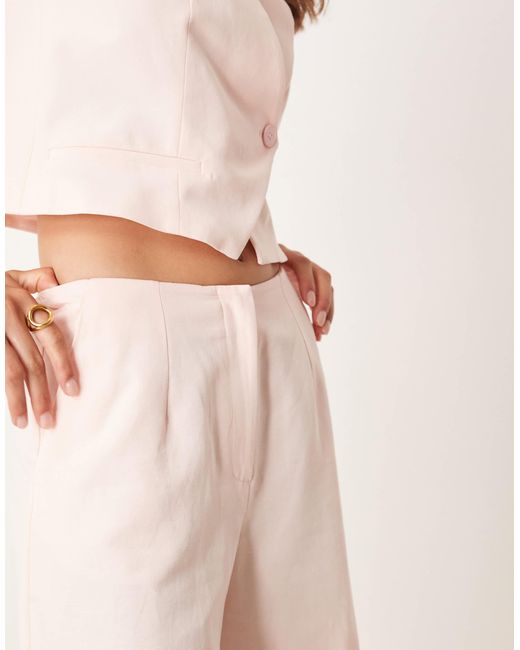 ASOS Natural Linen Blend Clean Bermuda Shorts