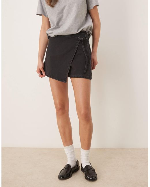 ASOS Natural Denim Wrap Skort