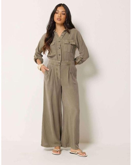 PixieGirl Brown Petite Wide Leg Jumpsuit