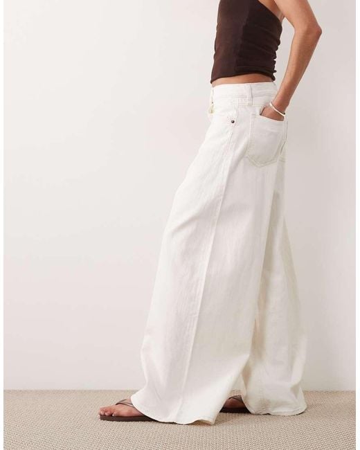 Abercrombie & Fitch White Lightweight Denim High Rise Ultra Wide Pants