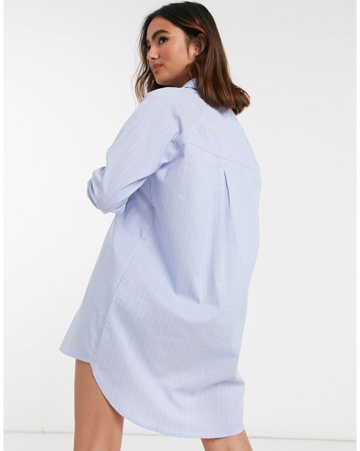 blue oversized shirt dress