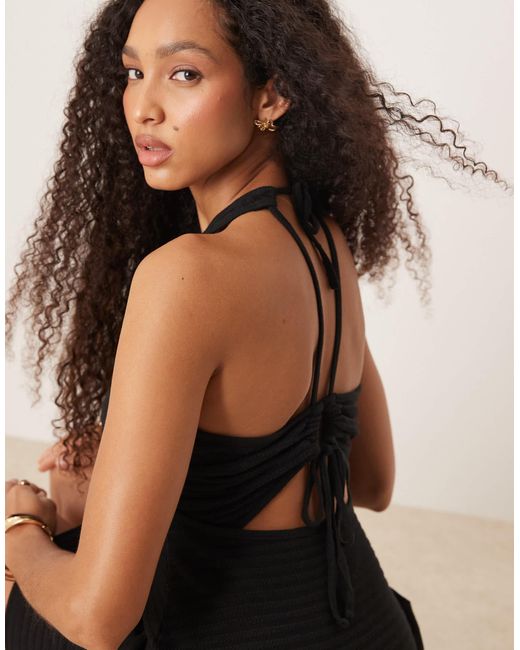 ASOS Black – gehäkeltes ärmelloses minikleid